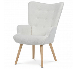 Relaxációs szék, fehér, bouclé szövet, AK-309 WT2