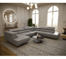 NAROŻNIK EMPORIO MAX II 300X350X180 SKÓRA NATURALNA - prawa , Skóra szara