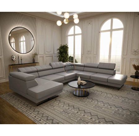 NAROŻNIK EMPORIO MAX II 300X350X180 SKÓRA NATURALNA - prawa , Skóra szara