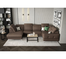 NAROŻNIK MALIBU MAX II 180x350x182 CM SKÓRA NATURALNA - Skóra brązowa , Strona prawa