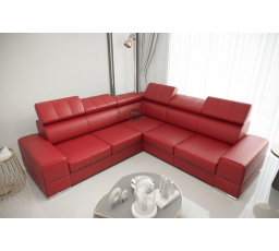 NAROŻNIK ROYAL MAX 286x286 SKÓRA NATURALNA - prawa , Skóra czerwona