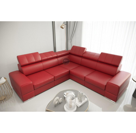 NAROŻNIK ROYAL MAX 286x286 SKÓRA NATURALNA - prawa , Skóra czerwona