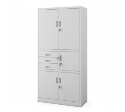 Irodai fém szekrény iratok és dokumentumok számára, FILIP II, 900 x 1850 x 400 mm, szürke