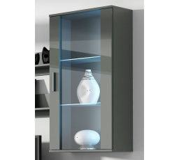 Závěsná vitrína SOHO S2, Šedá/Lesklá šedá