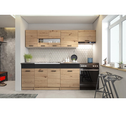 ALINA 240 konyhabútor, Artisan Tölgy/Fekete matt