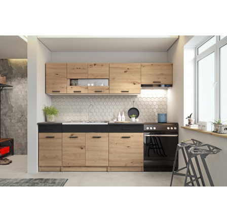 ALINA 240 konyhabútor, Artisan Tölgy/Fekete matt