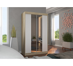 Tolóajtós szekrény tükörrel MARVIN 120 Sonoma+Fehér