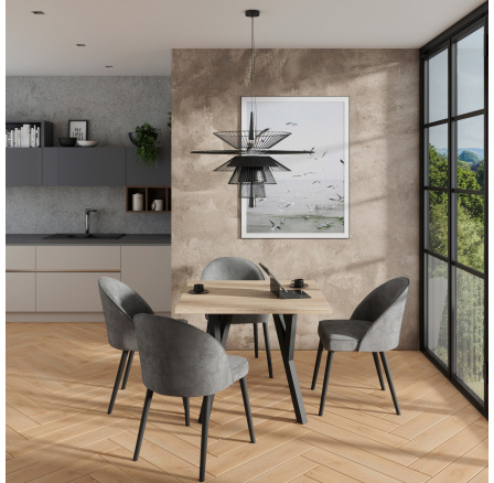 RODOS 84 asztal és szék készlet Sonoma+Fekete