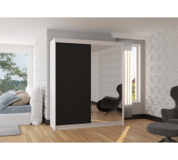 Tolóajtós és tükrös ruhásszekrény VIKI 180 Fehér+Fekete