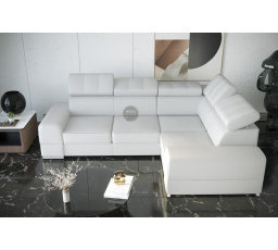 NAROŻNIK ROYAL II 280×210 SKÓRA NATURALNA - prawa , Skóra biała