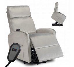 Fotel Elektrycznie Rozkładany COLTON z Funkcją Wstawania Szary Welurowy