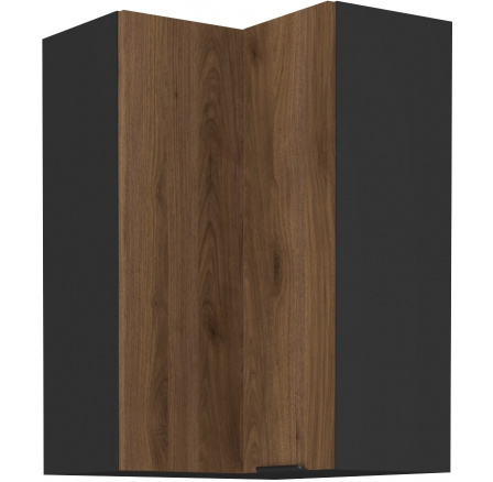 Horní rohová skřínka MONZA - 60 x 60 GN-90 2F (90°), Černá mat/Ořech