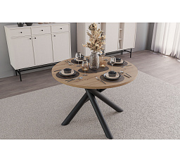 Jídelní stůl OSLO 110x110 cm, Dub Artiasan/Černý mat