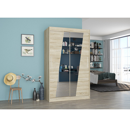 Tolóajtós szekrény tükörrel TEXAS 120 Sonoma+Sonoma