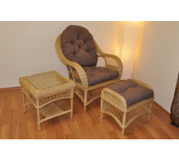 Ratanová sedací souprava Florida pohoda medová - polstry hnědý melír