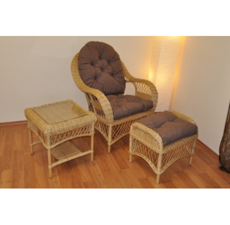 Ratanová sedací souprava Florida pohoda medová - polstry hnědý melír