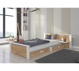 Ágy matraccal ALDEX SHELF 200x90 Fehér+Arany Tölgy