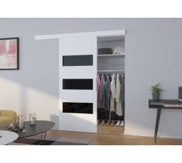 Tolóajtó a falra ARES 106 Fehér+Fekete Lacobel