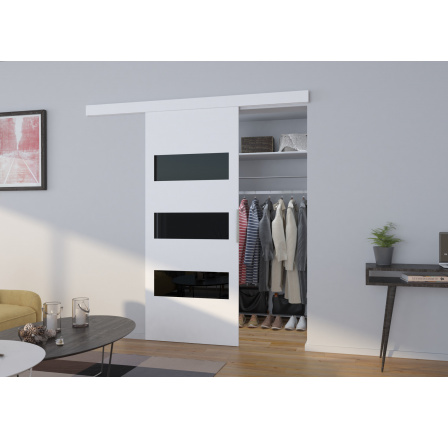 Tolóajtó a falra ARES 106 Fehér+Fekete Lacobel