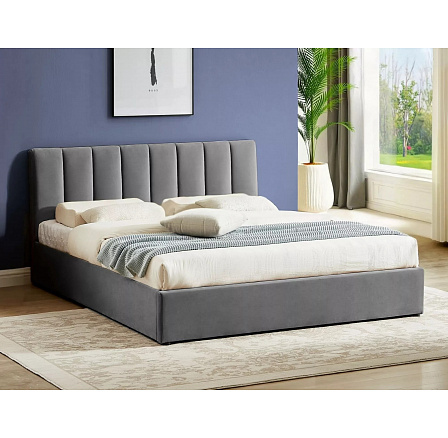 Ágy tárolóval MONTREAL Velvet, 140x200 cm, szürke Aksamit 192