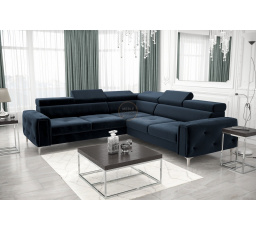 NAROŻNIK ORION I Z FUNKCJĄ SPANIA 255×255 CM - Odcienie granatu , lewa