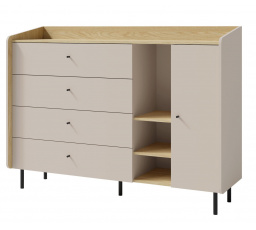 ALESSIO AE 7 komód, Bézs-homok/Tölgy olajozott