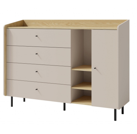 ALESSIO AE 7 komód, Bézs-homok/Tölgy olajozott