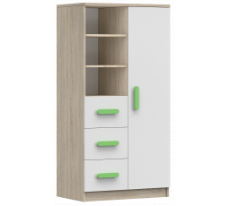 Polc 80 3S1D SMYK III - 05, Sonoma Tölgy/Fehér/Zöld