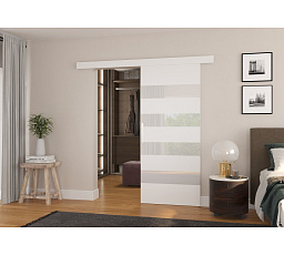 Falra tolható ajtó MILOU 86 Fehér+Fehér Lacobel