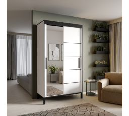 Tolóajtós szekrény BELL-M 120 Fehér+Fekete