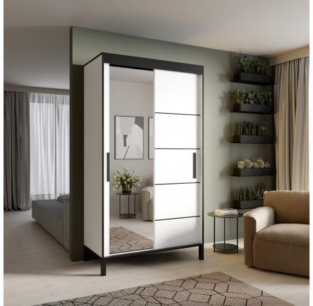 Tolóajtós szekrény BELL-M 120 Fehér+Fekete