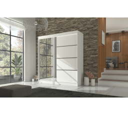 Tolóajtós szekrény tükörrel GILTON 200 Fehér+Fehér