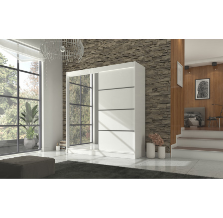 Tolóajtós szekrény tükörrel GILTON 200 Fehér+Fehér