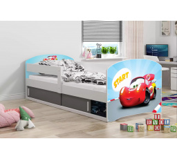 LUKI 1 PARTEROWE RAMA BIAŁY NAKLEJKA AUTKO BEZ MATERACY 80 X 160 KPL