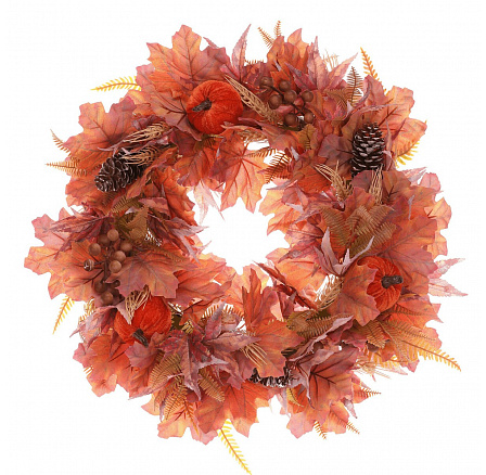 Őszi koszorú - átm. 50 cm, mű, tök, levelek, kalászok és tobozok Őszi koszorú - átm. 50 cm, mű, tök, levelek, kalászok és tobozok
