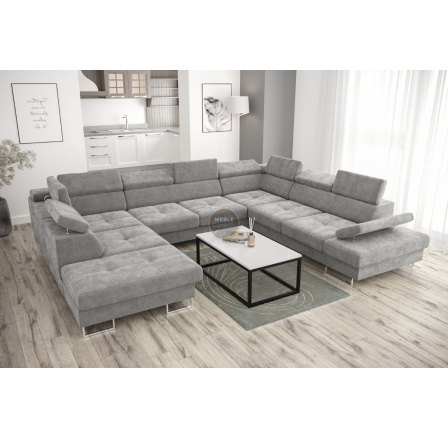 NAROŻNIK GALAXY MAX I Z FUNKCJĄ SPANIA 280x350x225 - Odcienie szarości , prawa