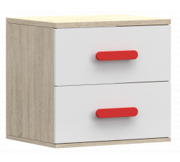SMYK III éjjeliszekrény - 22, Sonoma Tölgy/Fehér/Piros