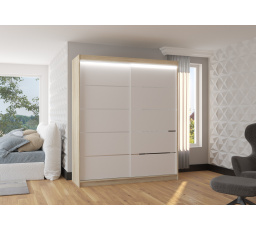 Tolóajtós szekrény LED világítással SPECTRA 180 Sonoma+Fehér