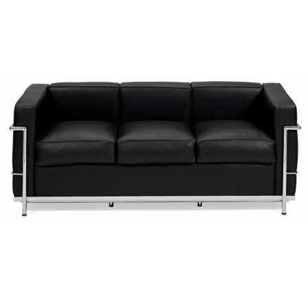 Háromszemélyes Kubik kanapé fekete bőr TP