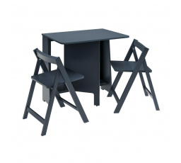 Asztal és 2 összecsukható Ivy szék kék színben