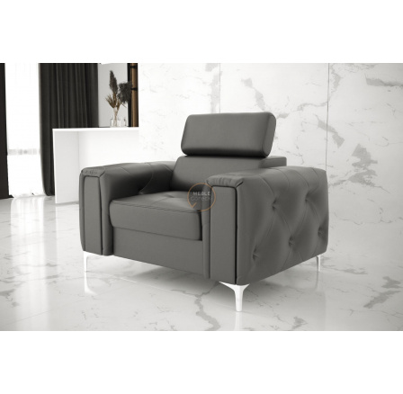 FOTEL ORION SKÓRA NATURALNA - Skóra szara