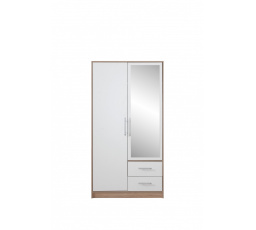 SMART SRL3 gardróbszekrény tükörrel, sonoma tölgy + fehér lux
