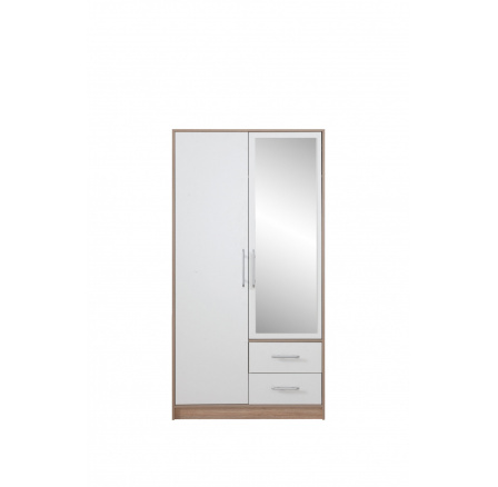 SMART SRL3 gardróbszekrény tükörrel, sonoma tölgy + fehér lux SMART SRL3 gardróbszekrény tükörrel, sonoma tölgy + fehér lux