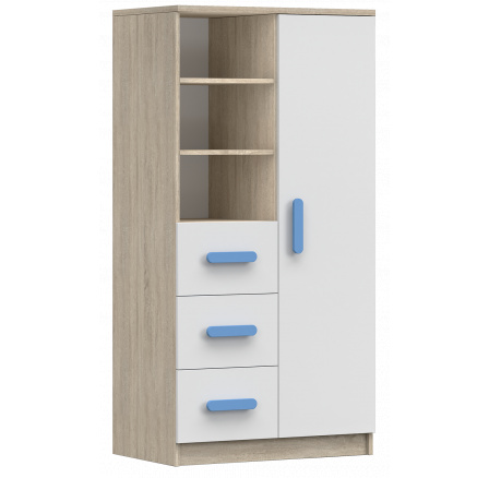 80 3S1D SMYK III - 05 Polc, Sonoma Tölgy/Fehér/Kék