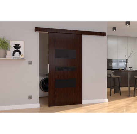 Falra szerelhető tolóajtó CENTO 86 Wenge+Fekete Lacobel