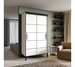 Tolóajtós szekrény BELL 120 Fehér+Fekete