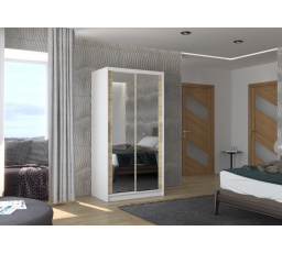 Tolóajtós szekrény tükörrel NEVIO 100 Fehér+Sonoma