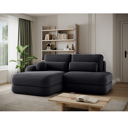 Ripeli sarokkanapéágy tárolóval, fekete bársony, bal oldali Modullo 10 180x128 Bal 1 Ripeli sarokkanapéágy tárolóval, fekete bársony, bal oldali Modullo 10 180x128 Bal 1