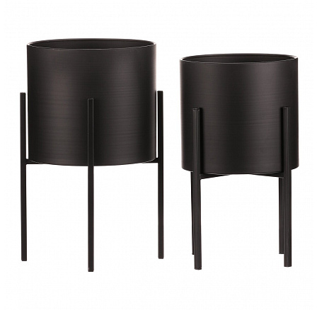 Stojan - kovový, kulatý, černý mat, cena za sadu 2 ks