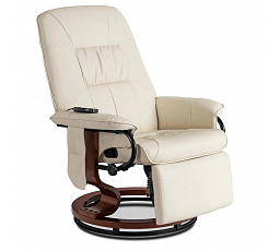 Fotel Obrotowy Masujący WEST Podgrzewany Beżowy Ekoskóra